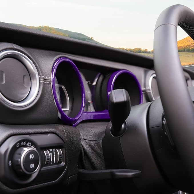 RT-TCZ for Jeep JL Dash Cluster Instrument Panel Insert Gauges Trim Ring Cover for Jeep Wrangler JL JLU Gladiator JT 2018-2023 Purple Interior Accessories 3pcs