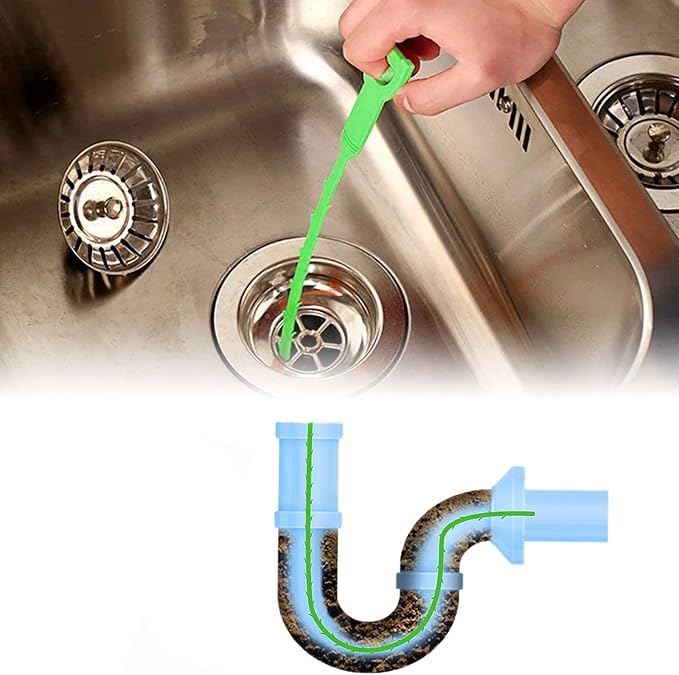 Drain Clog Remover - Gutter Cleaning Tools Drain Cleaner for Toilet Sewer Shower Kitchen Bathroom Tub Clogged Drains Opener Cleaning Tool, Flexible Grabber Claw Pick Up Reacher (7-in-1)