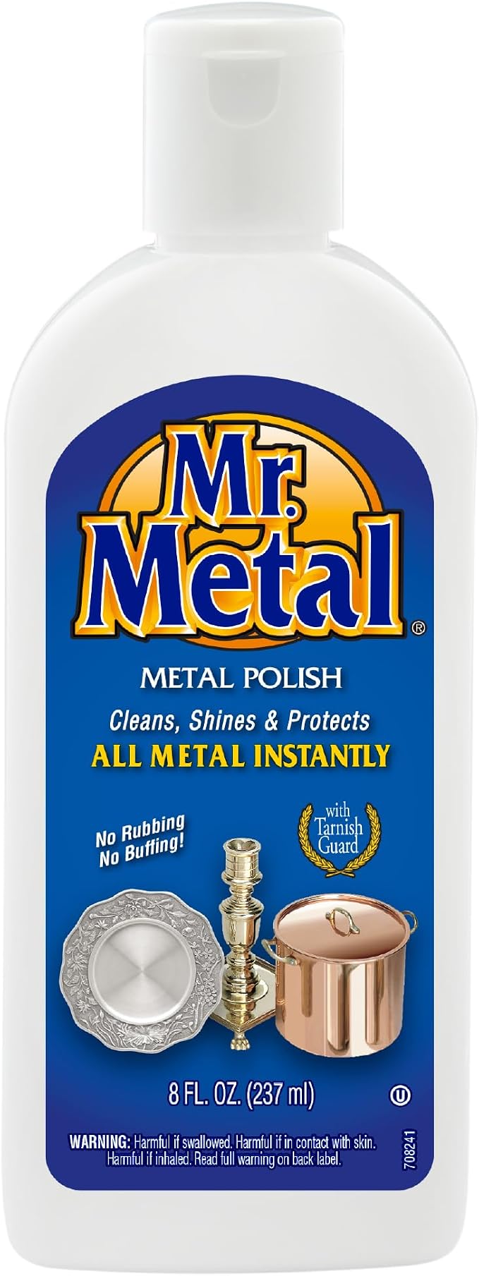 Mr. Metal Metal Polish Liquid All Metal Multipurpose Cleaner, Non-Abrasive, Instant Sterling Silver Cleaner, Brass and Stainless Steel Cleaner, Grime and Tarnish Remover, Chrome Silver Polish, 8 oz