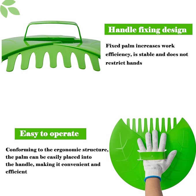 Hand Rakes,Leaf Scoops and Leaf Claws for Picking up Leaves | Grass Clippings and Lawn Debris,Light Green,1set（2pcs）