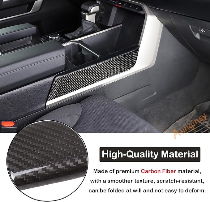Real Carbon Fiber Center Console Gear Control Panel Side Strip Cover Trim Fit Toyot@a Tundra/Sequoia 2022-2024 Car Inner Center Console Gear Box Side Panel Protect Sticker Moulding Strip Accessories