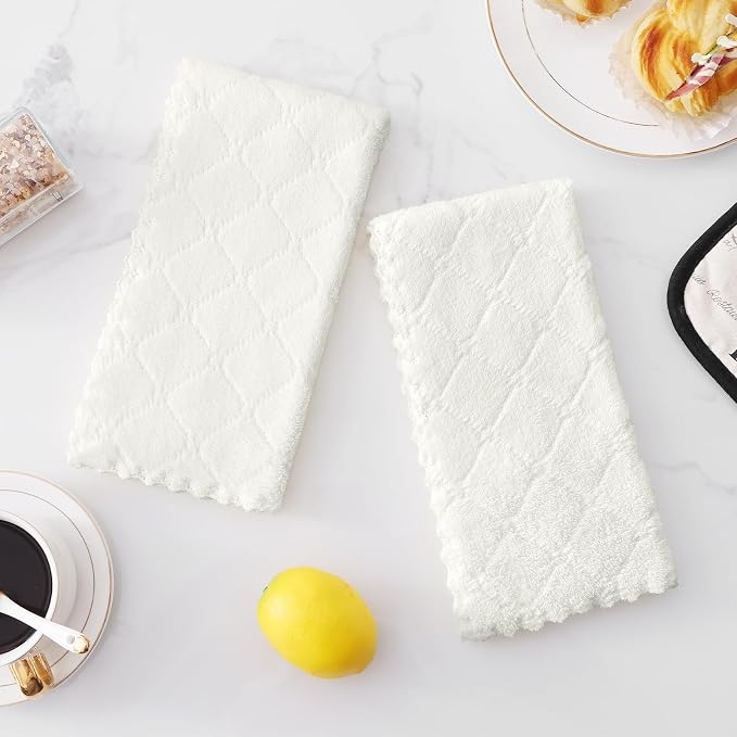 Homaxy 24 Pack Dish Towels for Kitchen (10 x 20 Inches, White), Super Soft and Absorbent Coral Velvet Dish Cloths for Washing Dishes, Nonstick Oil Fast Drying Microfiber Cleaning Cloth