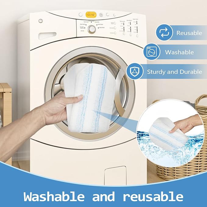 Pure Realm 6 Pack Mop Replacement Pads for Ocedar H2prO Flat Mop System | Washable and Reusable Handle Pads Refills for Floor Cleaning