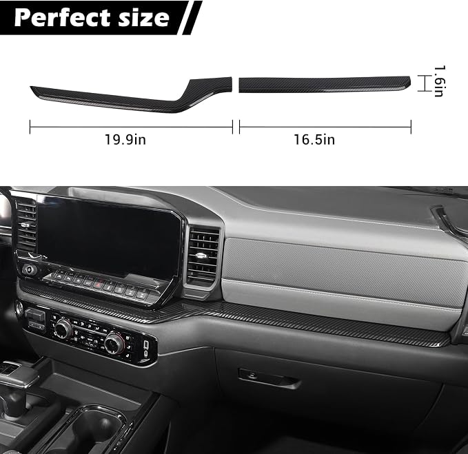 RT-TCZ for Silverado Dashboard Panel Trim Compatible with Chevy Silverado 2022 2023 Carbon Fiber Interior Accessories 2pcs