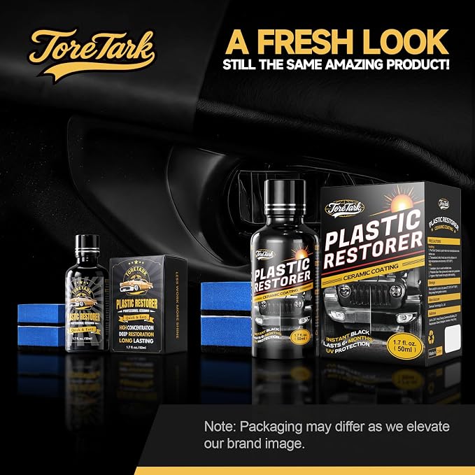 Toretark Plastic Restorer for Cars, Not a Dressing, Black Trim Restorer, Ceramic Crystal Coating Highly Concentrated, Lasting Up to 6 Months+ with UV Protection, Restore Automotive Exterior Protectant