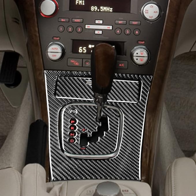 JKYUKU Real Carbon Fiber for Subaru Accessories Center Console Gear Shift | for Legacy/Outback 2005-2009, Black Center Console Gear Shift Panel Shifter Box Cover Sticker, Tool-Free Installation