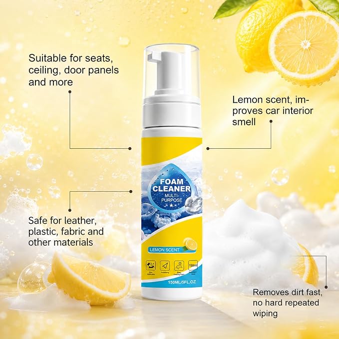 3PCS 4-in-1 Multi-Enzyme Foam Cleaner, Multi Purpose Foam No-Rinse Cleaner New All-Purpose Deep Cleaning Spray for Car Interior, Kitchen Grease, Bathroom Tiles, Sofa-Upholstery