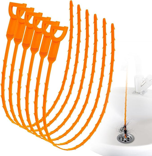 6 Pack 25 Inch Drain Snake Hair Clog Remover Tool, Flexible Sink Drain Cleaner for Shower, Bathtub, Bathroom Sink and Kitchen Sink, Reusable Drain Cleaning Tool for Hair Blockage Removal