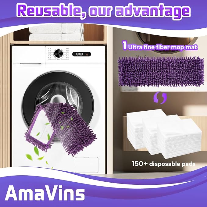 AmaVins 2 Pack Pet System Microfiber Sweeping Pad | Reusable Pet Replacement Mop Pad for Bona Mop, Multi-Surface Floors, 18 Inch Washable Cleaning & Dusting Pads