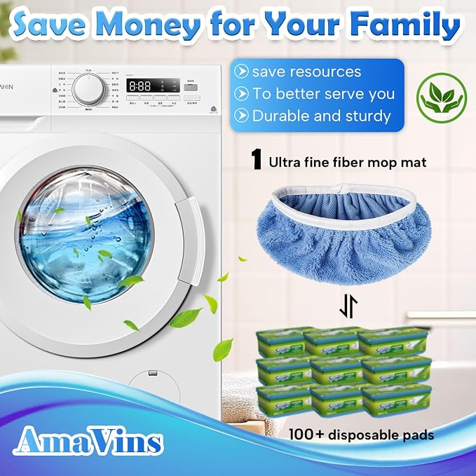 AmaVins 8 Pack Reusable Microfiber Mop Pads Compatible with Swiffer Sweeper Mop, Dry Sweeping Cloths & Wet Mopping Cloths, Washable Mop Pads for Surface/Hardwood Floor Cleaning (Mop is Not Included)