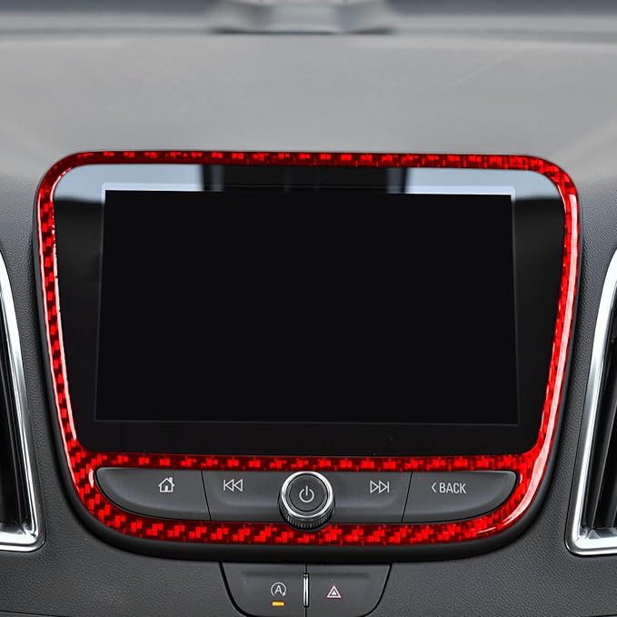 Real Carbon Fiber Trim for Chevy Malibu 9th Gen Accessories | for 2016-2024 Navigation Screen Panel Frame Sticker Interior Thick Overlay Decal