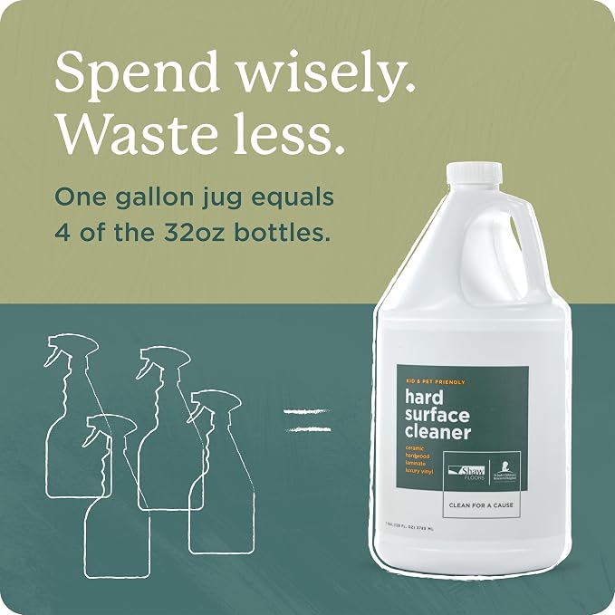 Shaw Floors Hard Surface Cleaner- 128 Fl Oz - Refill for Spray Mops and Spray Bottles - Ideal for Hardwood, Vinyl, Ceramic, Glass, Countertops, and MORE | Makes 4 (32oz) bottles