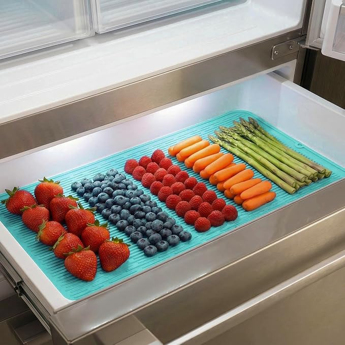 MicoYang Silicone Dish Drying Mat for Multiple Usage,Easy clean,Eco-friendly,Heat-resistant Silicone Mat for Kitchen Counter or Sink,Refrigerator or Drawer Liner Mint 5XL 36inches x 18inches