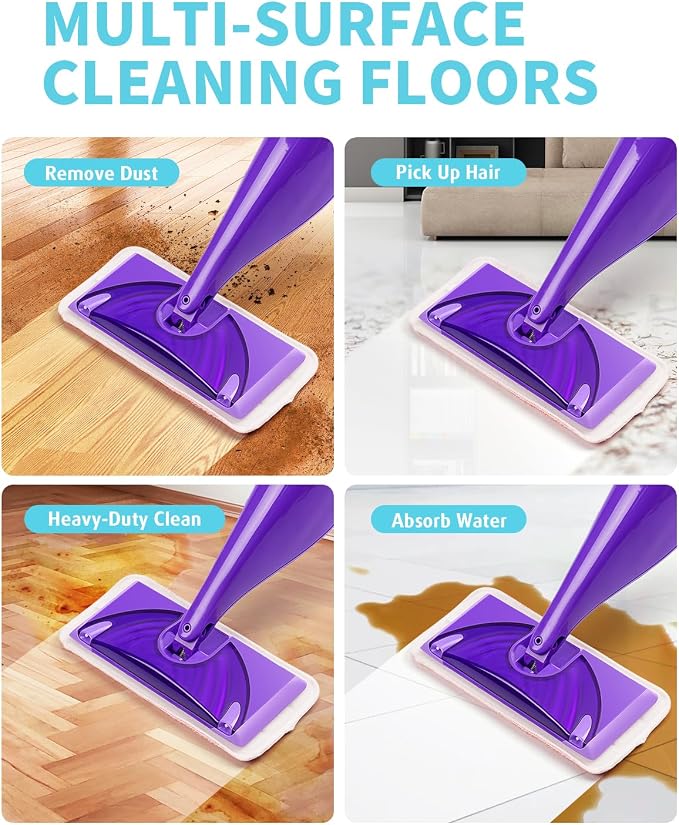 Power Scrubbing Reusable Mop Pads for Swiffer Wet Jet Mops (6 Pack), Wet Jet Refills, Wet Pads Refill, Washable Microfiber Mop Pads for Floor Cleaning Wet Dry Use