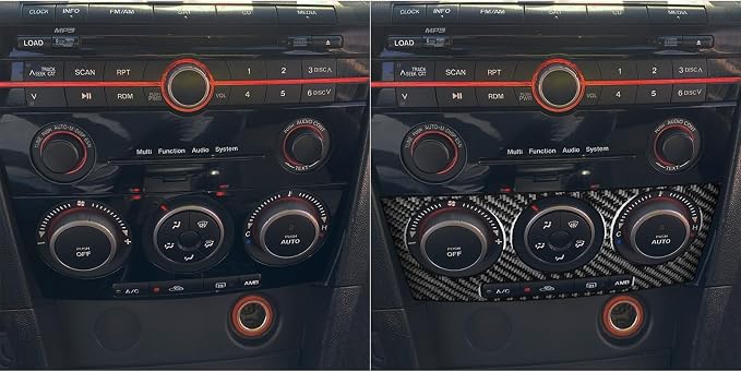 Real Carbon Fiber A/C Control Stickers Fit for Mazda 3 2004-2009 | Trim A/C Control Panel Decorations | Accessories | Thick Overlay
