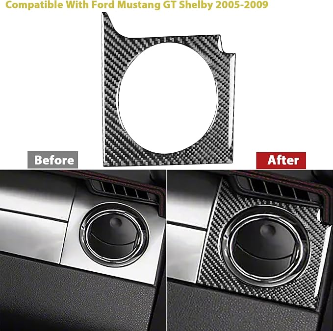 Real Carbon Fiber Trim for Ford Mustang GT Shelby Accessories | for 2005 2006 2007 2008 2009，Co-pilot Right Side Wind Outlet Air Vent，Thick Overlay Sticker Decal