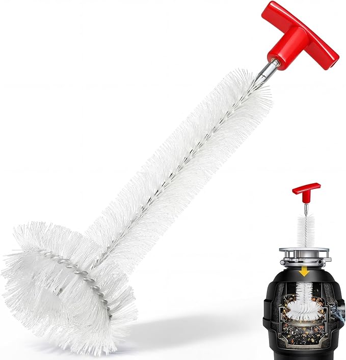 Garbage Disposal Cleaner Sink and Drain Brush Universal Garbage Disposal Cleaner 12'' Long Brush for Kitchen Waste Food(White)