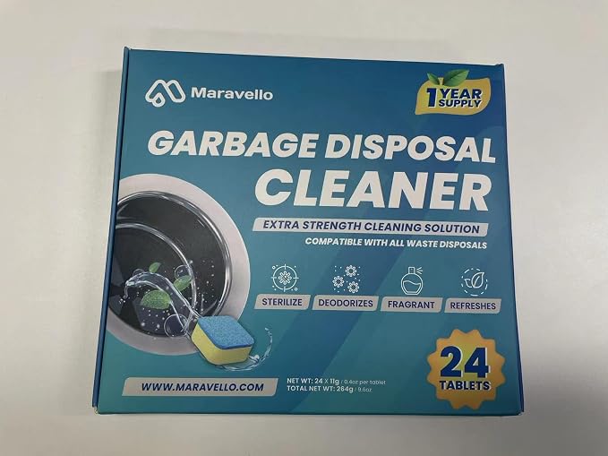 Garbage Disposal Cleaner and Deodorizer 28 Tablets Sink Foaming Garbage Disposer Freshener - Kitchen Drain Cleaning Pods with Apple Fresh Formula - 1 Year Supply