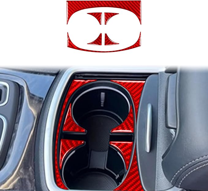 Gear Shift Surround Trim Fit for Chrysler 300/300C/300S 2011-2023 | for Limited Touring Base | Real Carbon Fiber | Trim Central Console Gear Shift Box | Anti-scratch | Self-adhesive | Red