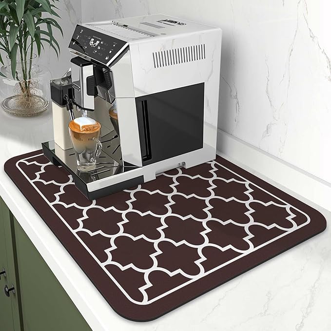 WISELIFE Dish Drying Mat Super Absorbent Drying Mat Large Dish Drying Mats for Kitchen Counter Easy Clean Dish Mat Kitchen Drying Mat15"x 18" Stylish Chocolate
