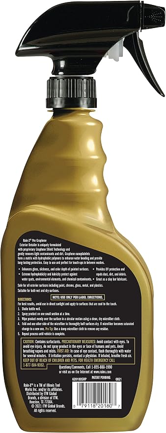 Rain-X PRO 620180SRP Graphene Exterior Detailer Spray, 23oz - Graphene Shield Technology Gently Removes Light Contaminants and Dirt, Enhances Gloss and Shine