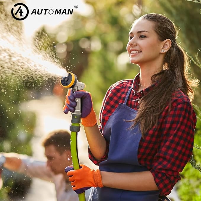 AUTOMAN Garden Nozzle Sprayer, 2 Pack High Pressure Spray Nozzle, 100% Metal Water Hose Nozzle, 7 Patterns Watering Nozzle, Heavy Duty Sprayer Garden Nozzle for Watering Plants & Lawns, Washing Cars