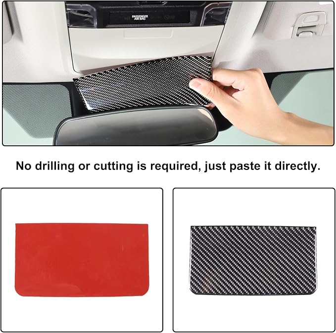 Aunginsy Car Roof Glasses Box Cover Decorative Sticker Compatible with Toyota Tundra/Sequoia 2022-2024 Real Carbon Fiber Car Roof Glasses Box Panel Trim Sticker Protection Cover Interior Accessories