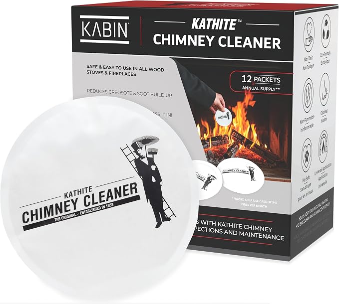 KABIN KATHITE Creosote Concentrate Buster - Triple Power Remover Packets - Fireplace Cleaner & Chimney Sweeping Kit, Premium Creosote & Soot Remover, Case of 12 Toss-In Packets
