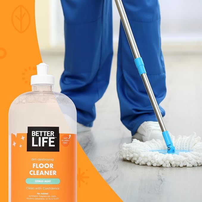 Better Life Floor Cleaner - Liquid Multipurpose Cleaner for Wood, Tile, Laminate, Vinyl, Bamboo - Hardwood Floor Cleaner for Mopping - Citrus Mint 32oz