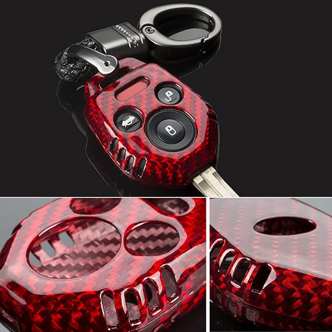 HIGH FLYING for Subaru WRX STI 2015-2021 Car Accessories Key Cases Protector Cover Real Carbon Fiber RED