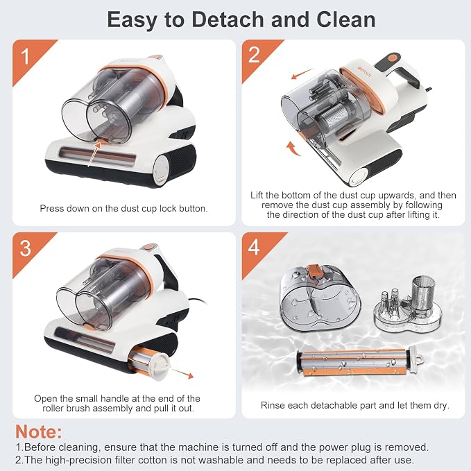 Bestauty Bed Vacuum Cleaner, 500W Mattress Cleaner with UV, 7-16Kpa 2 Levels of Adjustable Powerful Suction Mattress Vacuum Cleaner, 6 Stage Filtration System for 99.9% Filtration, Lightweight, Corded