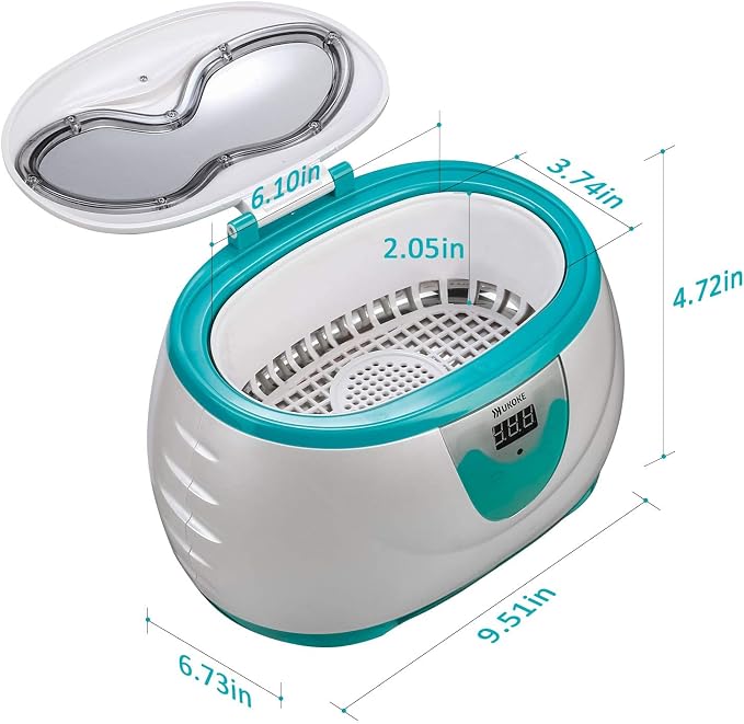 Ukoke UUC06G Ultrasonic Cleaner, Professional Jewelry Cleaner for Eyeglasses, Rings and Watches, 42kHz Portable Sonic Cleaner with 600ml Capacity Stainless Steel Tank