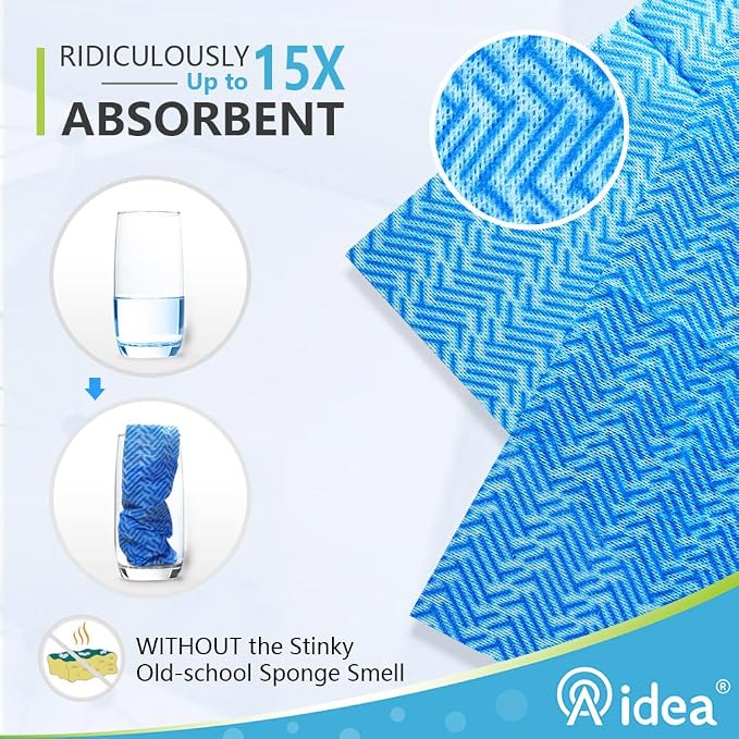 AIDEA Cleaning Wipes, Multi-Purpose Towel Reusable Cleaning Cloths-80Ct(1 Pack), Domestic Wipes, Dish Cloths-(12''x24'')
