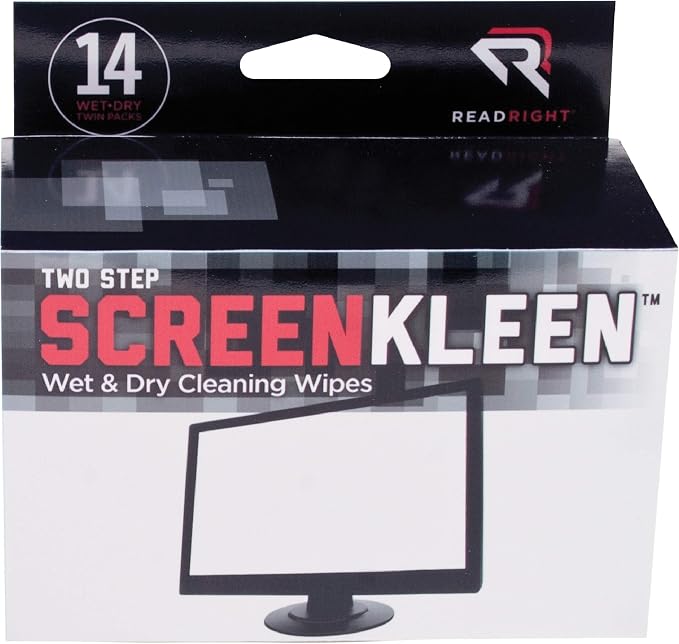 Read Right Kleen and Dry Screen Cleaning Wipes (RR1205) | Twin packs contain one pre-saturated wipe to remove | Alcohol-Free Cleani | Efficient and Convenient Method | Always Refer