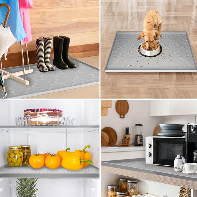 SIKADEER Silicone Under Sink Mats for Kitchen Waterproof 34" x 22", Raised Edge Cabinet Protector Shelf Liner, Pet Feeding Mat Boot Tray Home Organizers and Storage Kitchen Essentials