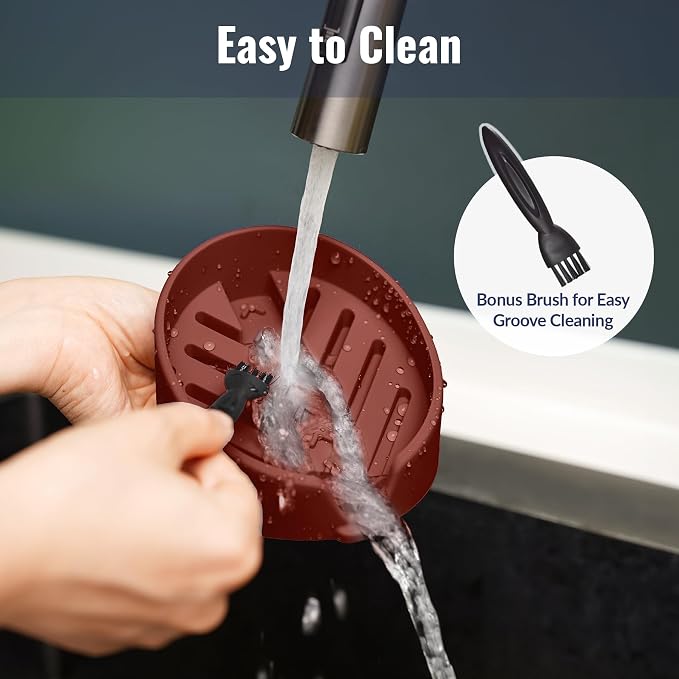 NiHome Silicone Sponge Holder for Kitchen Sink, Fits Scrub Daddy Mommy | Self-Draining Dispenser Organizer Tray, Sink Caddy Countertop Fits Soaps, Scrubber, Dishwasher Safe, Includes Brush, Dark Red