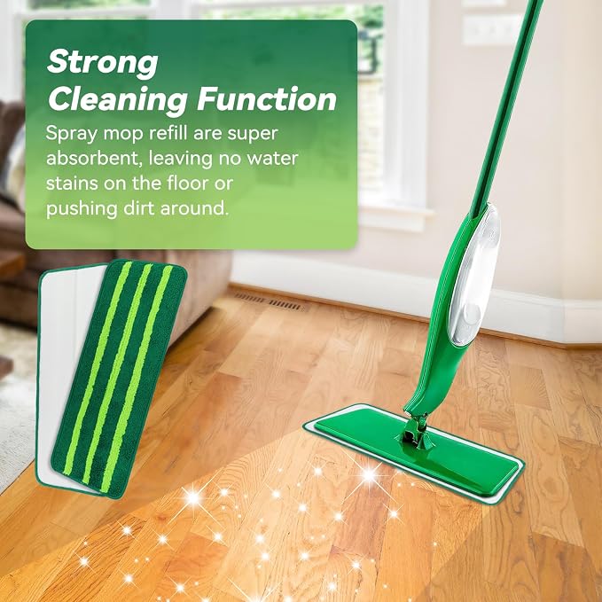 Mop Head Replacement for Libman Freedom Spray Mop - Washable Reusable Wet & Dry Cleaning - Microfiber Spray Mop Pads Refill for Multi-Surface Floor -8 Pack (Green）