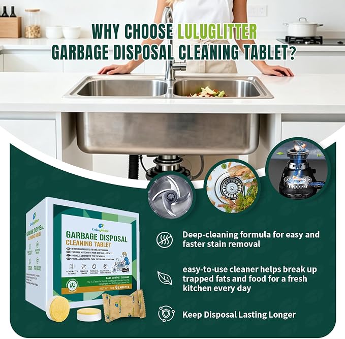 Garbage Disposal Cleaner Deodorizer Tablets 6 Pack Sink Freshener Kitchen | Deep foaming clean, Fresh scent, All disposal compatible,Effortless maintenance