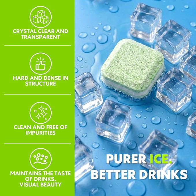 blue fresh Ice Machine Cleaner Tablets for Hard Water - 28 Pack Nickel Safe Scale Removal for Countertop Portable Commercial Nugget Ice Makers, Compatible with Opal, GE Profile, Frigidaire