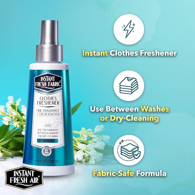 Fabric Freshener Spray & Deodorizer Odor Eliminator - Works Instantly with Noxban™ - Eco-Friendly Fabric Refresher & Odor Neutralizer - Safe for Garments, Linens, Bedding - Unisex