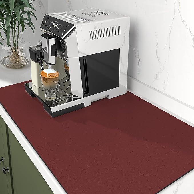 WISELIFE Dish Drying Mat Super Absorbent Drying Mat Large Dish Drying Mats for Kitchen Counter Easy Clean Dish Mat Kitchen Drying Mat16"x 24" Classic Red