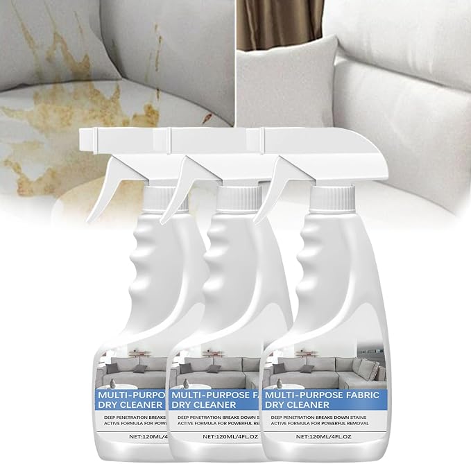 Multi-Purpose Fabric Dry Cleaner Spray,Home Stain Cleaner,Spray And Wash Stain Remover,No Water, No Waiting, Removal Grease For Fabrics (3pc)
