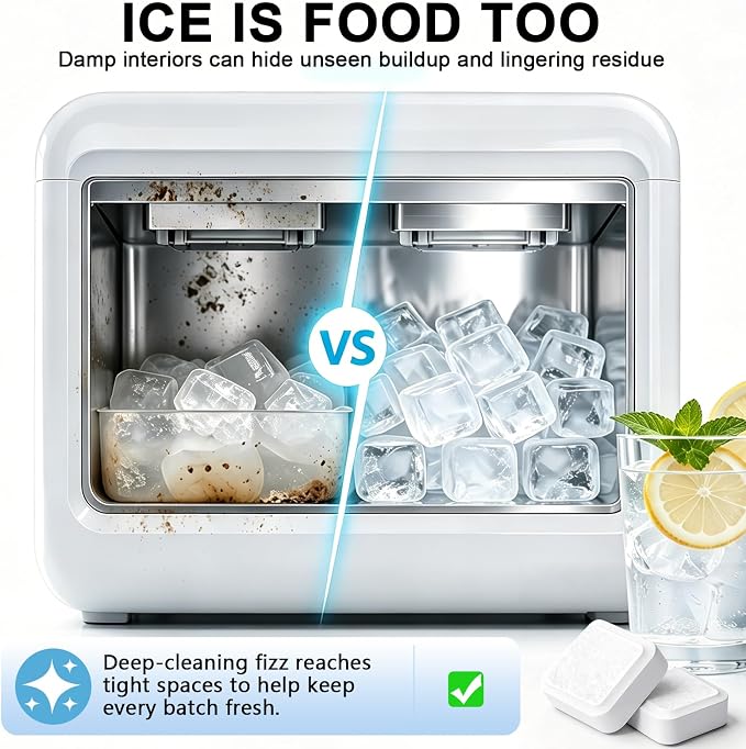 blue fresh Ice Machine Cleaner Tablets for Countertop, Portable & Commercial Ice Makers, 28 Pack Nickel Safe Descaler, Removes Scale and Buildup, Compatible with Opal, GE Profile, Frigidaire