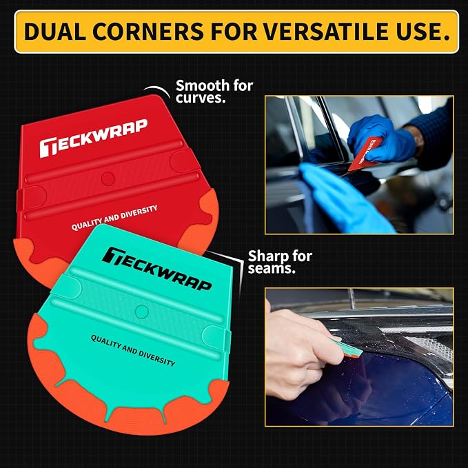 TECKWRAP Felt Squeegee for Vinyl Wrap Window Tint -Fan Shape, Soft/Med/Hard | Pro Car Wrap Tool Kit with 3 Hardness Levels Scratch-Free Tool for PPF, Decal, Inkjet Sticker Paper & Wallpaper DIY Projects