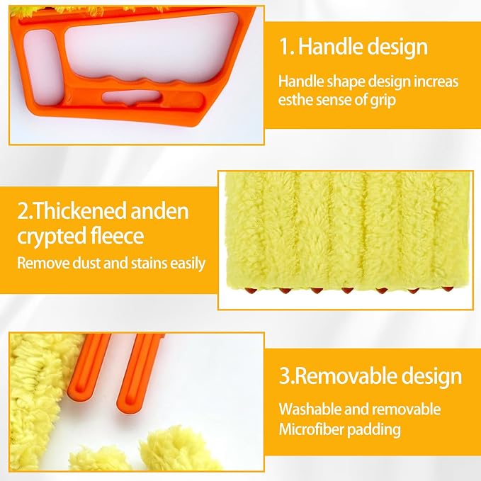 2 Pcs Blinds Cleaner Duster Tool 7 Finger Microfiber Washable Mini Window Dusters for Cleaning Dust Remova for Window Air Conditioner Vent Fans Venetian Shades Wood Blinds Dust Dirt