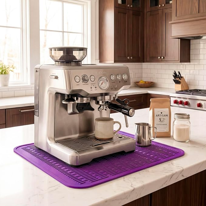 MicoYang Silicone Dish Drying Mat for Multiple Usage,Easy clean,Eco-friendly,Heat-resistant Silicone Mat for Kitchen Counter or Sink,Refrigerator or Drawer Liner Purple XL 18 inches x 16 inches