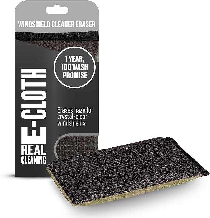 E-Cloth Car Windshield Haze Eraser Sponge, Anti Fog Sponge - 1 Pack | Interior Windshield & Car Window Cleaner Tool, Keeps Mirrors Clean, No Sprays Needed, Cleaning Supplies, Streak Free Finish