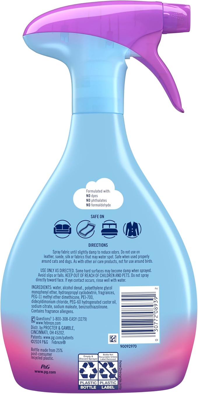 Febreze Fabric Spray, Air Freshener, Odor-Fighting Fabric Refresher, Couch and Linen Spray, Sneaker Balls Alternative, Multi-Use, Gain Moonlight Breeze Scent, 23.6 fl oz