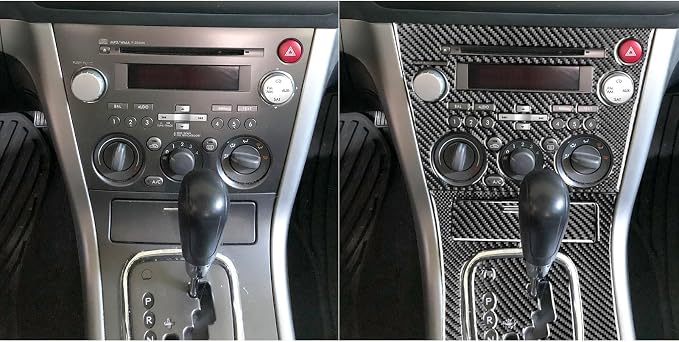 JKYUKU Real Carbon Fiber for Subaru Accessories Center Console Ac Cd Radio | for Legacy/Outback 2005-2009, Black Center Console Ac Cd Radio Control Gear Shift Shifter Panel Sticker, Premium Sporty Look
