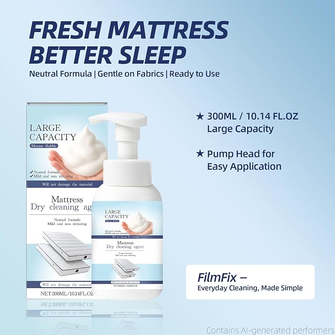 Mattress Cleaner Foam Spray 10.14 fl.oz, Stain Remover, No-Rinse | Helps remove urine, pee & yellow stains from mattresses, couches & upholstery; dry cleaning foam, no-rinse formula
